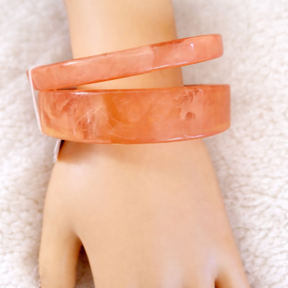 NY&Co Peach Marble Resin Bangle Bracelets Set of 2 NWT